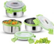 UNINOX Stainless steel lock n lock green color containers 325ml Set of 3 Containers Lunch Box(325 ml)