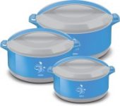 MILTON Divine Jr Casserole Gift, 500/1000/1500, Blue Pack of 3 Serve Casserole Set(430 ml, 830 ml, 1400 ml)