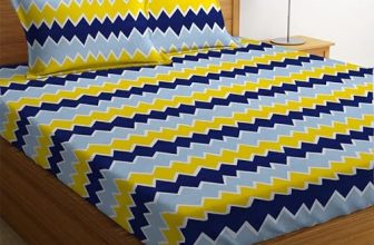 Bsb Home 100% Microfiber Bedsheet For Double Bed With 2 Pillow Covers Breathable | Wrinklefree And Softtouch Zigzag Print Sheet- Yellow & Blue