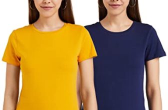 Amazon Brand – Symbol Women’S Regular Fit T-Shirt (Rn-Po2-Combo6_Blue And Mustard S)
