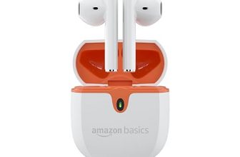 Amazonbasics True Wireless In-Ear Earbuds With Mic, Touch Control, Ipx5 Water-Resistance, Bluetooth 5.3, Up To 36 Hours Play Time, Voice Assistance And Fast Charging (White)