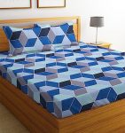 Bsb Home Microfiber 144 Tc Football Printed Double Bedsheets With 2 King Size Pillow Cover (90X90 Inches, 7.5 X 7.5 Feet, Dark Blue And Light Blue)