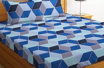 Bsb Home Microfiber 144 Tc Football Printed Double Bedsheets With 2 King Size Pillow Cover (90X90 Inches, 7.5 X 7.5 Feet, Dark Blue And Light Blue)