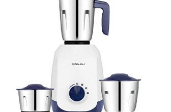 Bajaj Ninja Series Grace 500W Mixer Grinder With Duracut® Blades, 3 Stainless Steel Mixer Jars With 2-In-1 Function Blades (Dry Grinding Jar), 5-Yr Motor Warranty, Midnight Blue