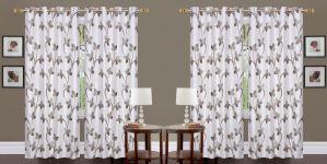 Nikunj Fabs 274.32 cm (9 ft) Polyester Semi Transparent Long Door Curtain (Pack Of 4)(Floral, Coffee)