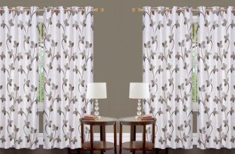 Nikunj Fabs 274.32 cm (9 ft) Polyester Semi Transparent Long Door Curtain (Pack Of 4)(Floral, Coffee)