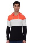 Amazon Brand – Symbol Men’s Cotton Hooded Neck Regular Fit Hoodie(Aw19Tee17_Dut Orange&White&Black_L, Multicoloured, Large