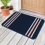 MollisHomes Soft Anti Slip Door Mat Set of 1, Anti-Skid Nylon Rectangular Bathroom Mats Water Soak, 57 X 37 Cm, Navy Blue Stripes Design, Best Kitchen Accessories Items for Home & Bathroom