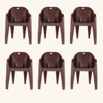 HOMIBOSS Plastic set of 6 | chairs for home, Living Rooms, & Garden Plastic Outdoor Chair(Brown, Set of 6, Pre-assembled)