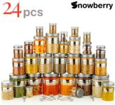 Snowberry Plastic Grocery Container  – 1200 ml, 650 ml, 350 ml, 250 ml(Pack of 24, Silver)