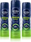 NIVEA Fresh Power Deo Spray, 48h Derma Odour Protection with Citrus, Musk, Spice Body Spray  –  For Men(450 g, Pack of 3)