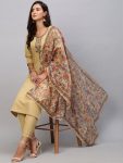 BeUnique Solid Kurta, Trouser/Pant & Dupatta Set