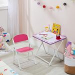 Amazon Brand – Solimo Folding Study Table and Chair Set for Kids, Compact Design, Adjustable Height, Easy Assembly – Pink