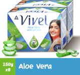 Vivel Aloe Vera Bathing Soap with Vitamin E for Soft Skin, 150g Each, for Women & Men(8 x 150 g)