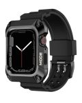 Amazon Basics Compatible with Apple Watch Band 44mm with Stainless Steel Case, Shockproof Military Rugged Men Sports TPU Strap Band with Protective Cover for iWatch SE Series 6 5 4, 44 mm – Silver