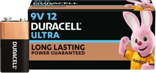 DURACELL Ultra 9V, High-Drain Devices, Smoke Alarm, Radio, Smoke Detector  Battery(Pack of 12)