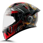Vega Bolt Superhero Smart Bluetooth Full-Face Helmet – Advanced Safety, Shockproof, Aerodynamic, Premium Comfort Black RED M