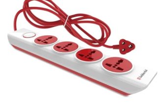 Goldmedal i-Design 4×1 Extension Board | 4 Universal Sockets | Master Switch with LED Indicator | 3 Pin Plug | 2-Meter Extension Cord | Multi Plug for Home Appliances & Office | Red & White