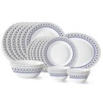 Larah by Borosil Ocean Fluted Series Opalware Dinner Set | 21 Pieces for Family of 6 | Microwave & Dishwasher Safe | Bone-Ash Free | Crockery Set for Dining & Gifting | Plates & Bowls | White