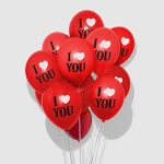 ITAF Set of 50 Pcs Red Printed I Love You Pastel Balloon For Birthday/Valentine day/Proposal/Engagement/Anniversary Party Theme Decoration Kit