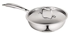 Signoraware Artista Tri-Ply Stainless Steel Induction Compatible Triply Frypan with Steel Lid (Induction and Gas compatible), 18cm, Capacity 850 ml, Silver