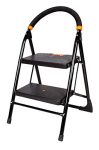 CIPLA PLAST 2 Step Ladder for Home use | Heavy Duty Alloy Steel Foldable Step Ladder with Anti Skid Shoes and Extra Strong Wide Steps Milano 2 Steps | GEC-L2M (Black)
