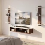 ESTANTERIA Tv Unit for Living Room 43 inch Engineered Wood Wall Mounted TV Entertainment Set Top Box Floating Stand with Shelves for Books Decorative Item Cabinet for Living Room, Bedroom (20DX73H)