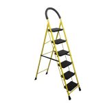 BonKaso Mild Steel Multipurpose Climb Swift 6-Step Foldable Ladder with Safety Clutch Lock, Load Capacity Upto 120kg – Anti-Slip Designed for Indoor & Outdoor Use – (Yellow & Black)
