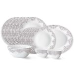 Larah by Borosil Lark Fluted Series Opalware Dinner Set | 21 Pieces for Family of 6 | Microwave & Dishwasher Safe | Bone-Ash Free | Crockery Set for Dining & Gifting | Plates & Bowls | White
