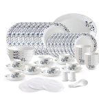 Cello Imperial Series Vinea Opalware Dinner Set | 65 Units | Opal Glass Dinnerware | Chip-Resistant, Scratch-Resistant, Microwave & Dishwasher Safe | Elegant Floral Pattern | White