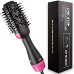 4-in-1 One Step Hair Dryer & Volumizer Hot Air Brush 1200W | Ionic Ceramic Tourmaline Hair Dryer Brush | Straightener, Curler & Styler | Frizz-Free Smooth Finish | For All Hair Types