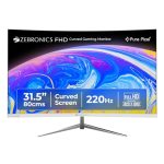 ZEBRONICS 31.5 Inch FHD Curved Gaming Monitor with 220Hz, 300 nits, 1ms MPRT, HDR10, 1080p, Adaptive Sync, HDMI & DP Port, USB, Built-in Speakers, Wall Mountable, Bezel-Less Design (AC32FHD) (White)