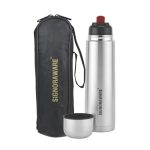 SignoraWare Bullet Stainless Steel Vaccum Insulated ISI Certified Cola Bottle with Protective Cover | Airtight & Leakproof | Hot & Cold for Hours | Durable Flask for Outdoor Use ( 1Ltr | Steel )