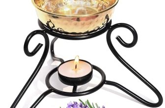 Pure Source India Oil Diffuser Set with Metal Powder Coated Stand and Pure Brass Bowl with 1 Tea Light and 10 ML Lemon Grass Aroma .(Oil Diffuser Set)
