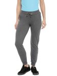 Macrowoman W-Series Women Regular Fit Low Rise Active Plain Pants in Cotton Rich Fabric, Low Waist Trousers with Front Pockets for Gym, Yoga & Leisure, Black Melange, S, Pack of 1