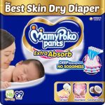MamyPoko Pants Extra Absorb Baby Diapers, New Born/X-Small | 0-5 kg | 99 Count |Deep Sleep Diapers| Soft Gentle fit |Deep Absorbent Crisscross | Skin Friendly with Coconut Oil |