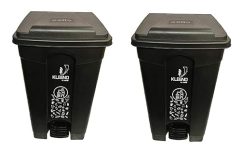 Cello Strong Plastic Step-On Pedal Garbage Dustbin 60 Ltr, Black & Black (COMBO)