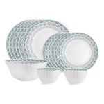Cello Dazzle Series Celeste Opalware Dinner Set | 20Pcs | White | Service For 6 | Microwave & Dishwasher Safe | Light-Weight & Durable | Chip & Scratch Resistant | Best For Special Occassion & Gifting