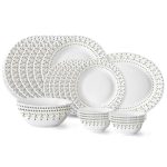 Larah by Borosil Ora Gold Fluted Series Opalware Dinner Set | 21 Pieces for Family of 6 | Microwave & Dishwasher Safe | Bone-Ash Free | Crockery Set for Dining & Gifting | Plates & Bowls | White