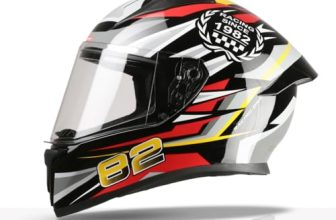 TVS Racing Titan Series Full Face Helmet for Men | Premium Bike Helmets with ABS Shell, UV Paint | Quick Release System | Aerodynamic Design | DOT & ISI Certified (Red, L)