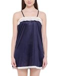 Clovia Women’s Satin Nightslip in Navy (NS0288H08_Blue_Medium)