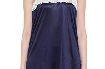 Clovia Women’s Satin Nightslip in Navy (NS0288H08_Blue_Medium)