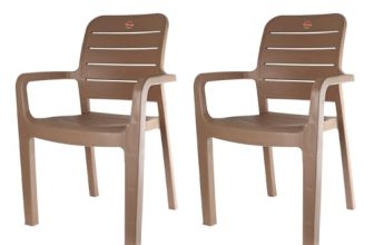 Cello Trident Chair Set of 2, Marble Beige | Unbreakable, Durable & Strong |Blended PP Material, Easy to Clean |Plastic Chair for Living Room, Home & Office | 3 Years Warranty – Manufacturing Defects