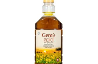 Gems Gold unrefined Cold Pressed Mustard Oil 1L | Smart Bottle | Measure every drop | kachi ghani mustard oil | Help consuming up to 30% lesser oil | FDA Certified