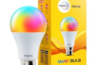 wipro 9W Bluetooth Enabled Smart Bulb B22 | 16 million Colours | White Tunable (Warm, Neutral & Cool White) | Dimmable | App-Control | Music Sync | Schedule & Scenes | Pack of 1