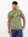 Roadster Printed Men Round Neck Green T-Shirt