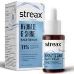 Streax Hydrate & Shine Face Serum, 30ml|11% Hyaluronic Acid|Serum for Glowing Skin |Instant Glow, Deep Hydration & Brightening in 3 Days|Glass Skin Finish|Clinically Tested| All Skin type