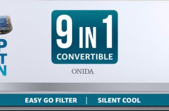 ONIDA 2026 Model 1.5 Ton 3 Star Split Inverter 9-in-1 Convertible, Stabilizer Free Operation, Deep frost Clean, Silent Cool, Gold Fin Coating 4 Way Swing AC AC(IR183FLSV, White)