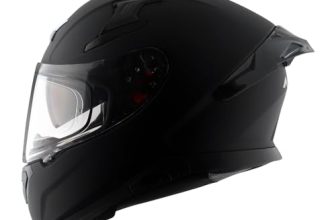 Axor Apex Solid ISI ECE DOT Certified Matt Black Full Face Dual Visor Helmet for Men and Women with Pinlock Fitted Outer Clear Visor and Inner Smoke Sun Visor Dull Black(L)