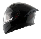Axor Apex Solid ISI ECE DOT Certified Glossy Black Full Face Dual Visor Helmet for Men and Women with Pinlock Fitted Outer Clear Visor and Inner Smoke Sun Visor Black(L)